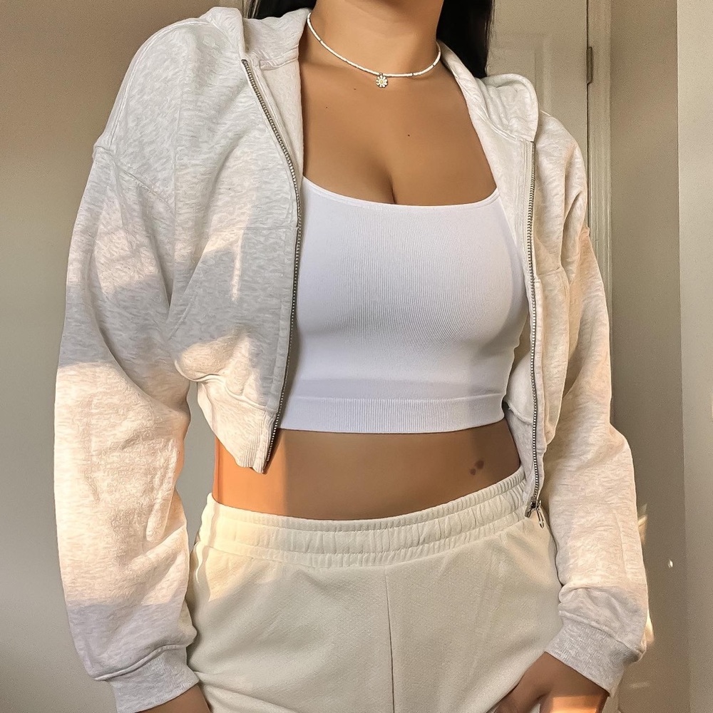 Cropped Full Zip Hoodie Size XS